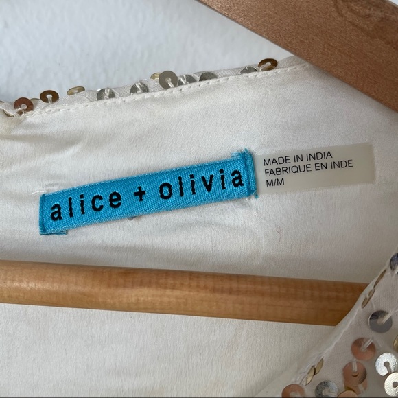 Alice + Olivia Gold Sequin Silk Blouse Medium - Picture 6 of 8